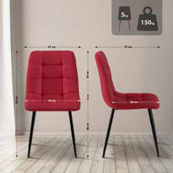 Chaise de salle à manger Antibes tissu rouge