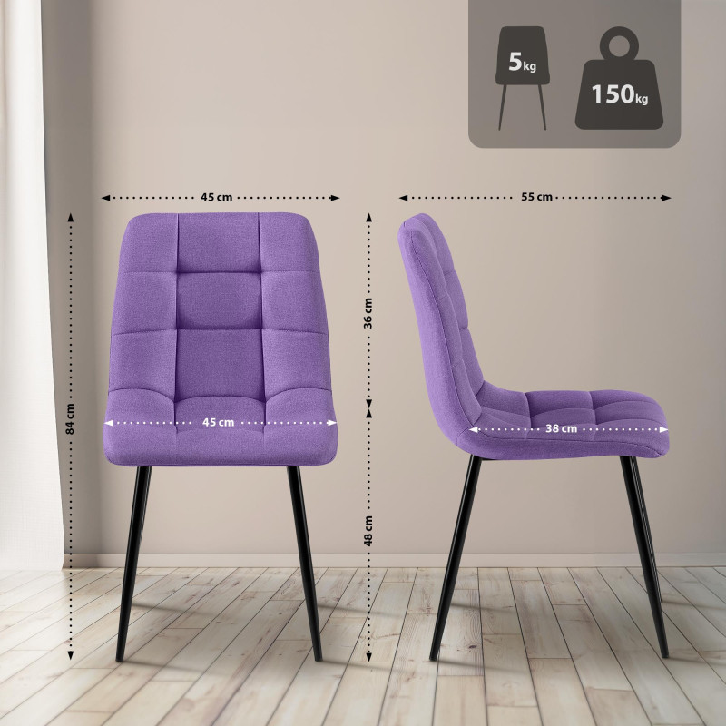Chaise de salle à manger en tissu Antibes violet