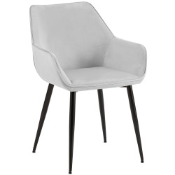 Chaise de salle à manger Vessa en velours gris clair