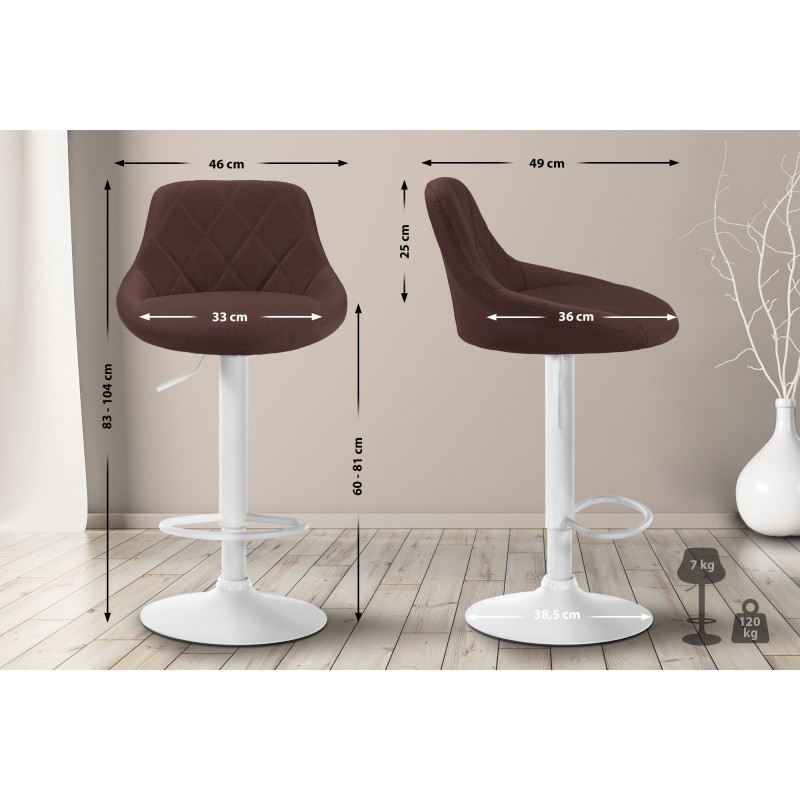 Tabouret de bar Lazio en tissu blanc