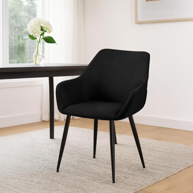 Chaise de salle à manger Vessa en tissu noir
