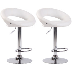Pack de 2 taburetes de barra Olinda en polipiel Blanco,Cromado