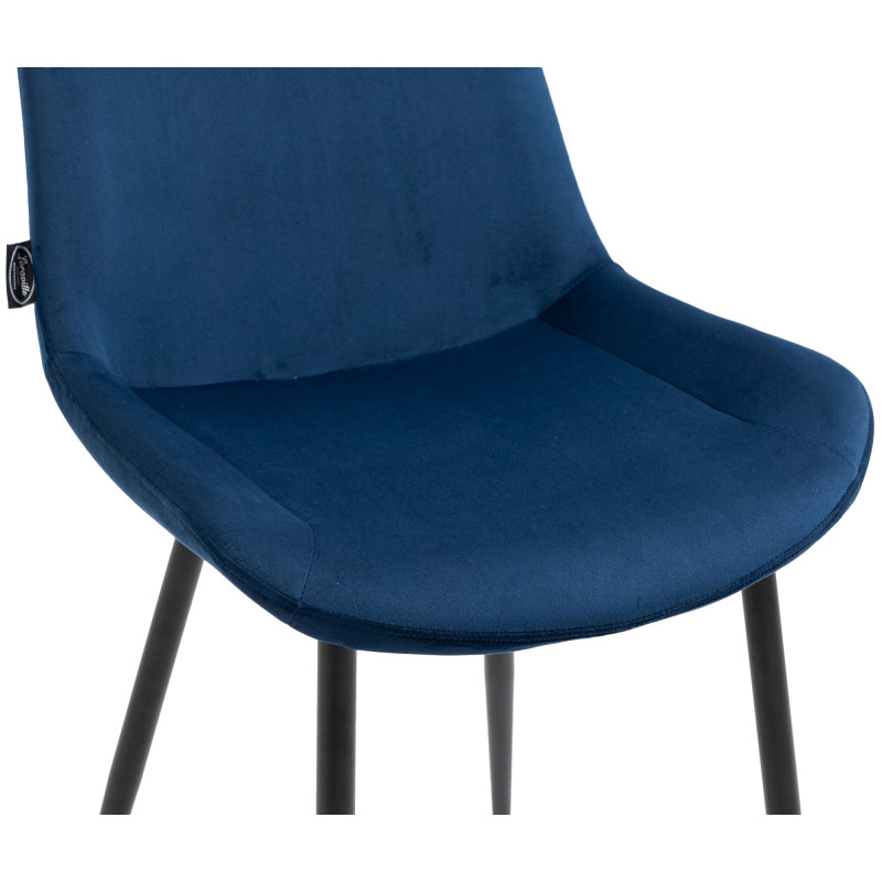 Lot de 4 chaises de salle à manger Victoria en velours bleu