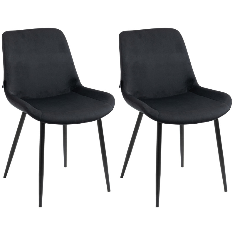 Lot de 2 chaises de salle à manger Victoria en velours noir