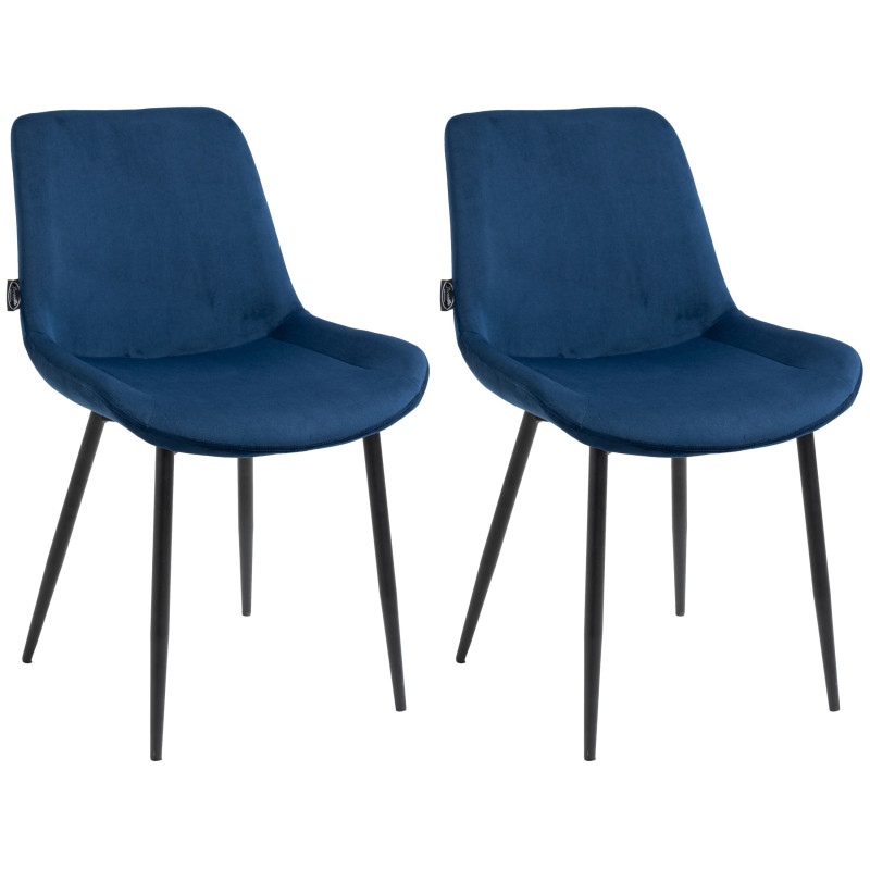 Lot de 2 chaises de salle à manger Victoria en velours bleu