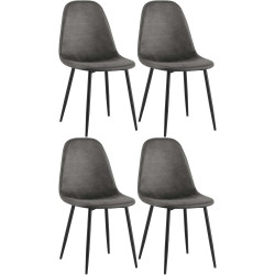 Ensemble de 4 chaises de salle à manger Napier en similicuir noir