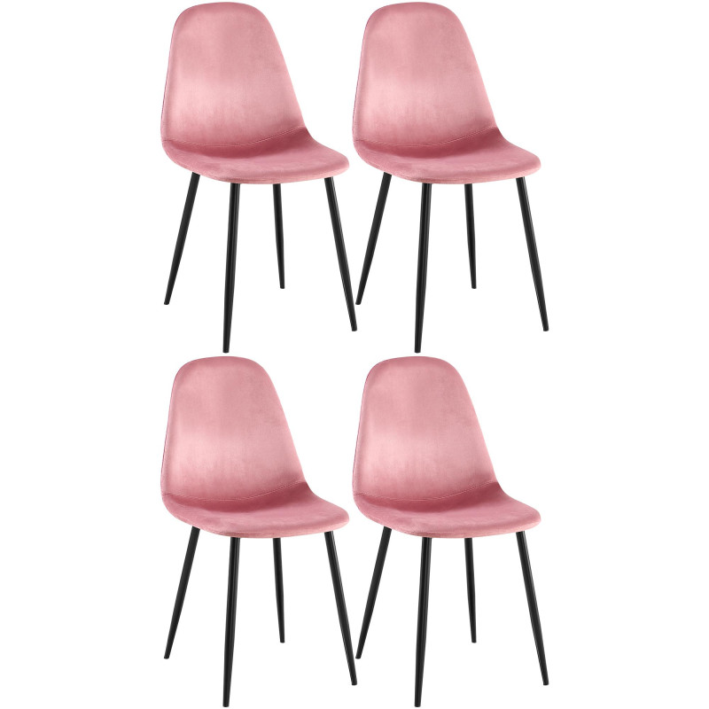 Ensemble de 4 chaises de salle à manger en velours rose Napier