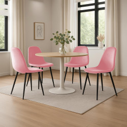 Ensemble de 4 chaises de salle à manger en velours rose Napier