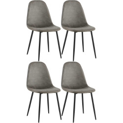 Lot de 4 chaises de salle à manger Napier, similicuir, gris foncé