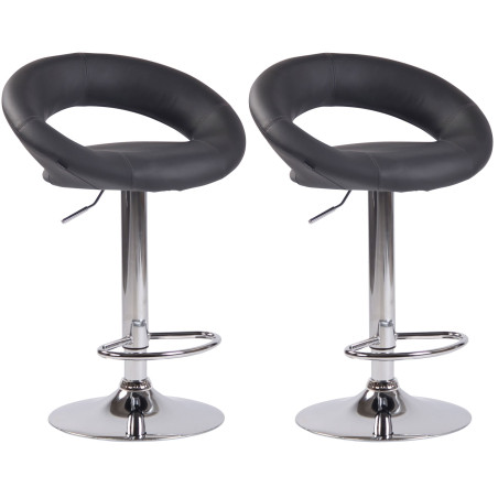 Lot de 2 tabourets de bar Olinda simili cuir gris chrome