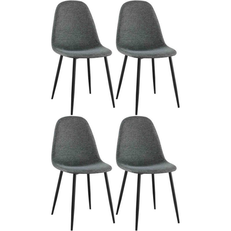 Ensemble de 4 chaises de salle à manger Napier en tissu gris