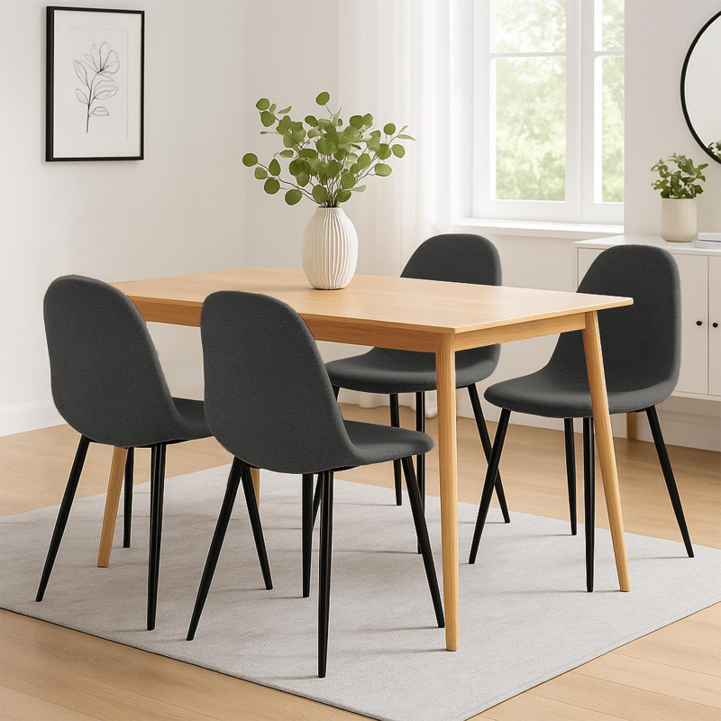 Ensemble de 4 chaises de salle à manger Napier en tissu gris
