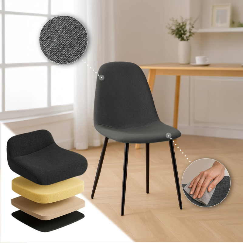 Ensemble de 4 chaises de salle à manger Napier en tissu gris