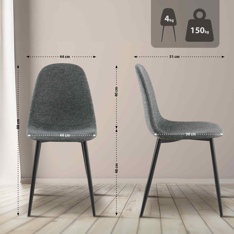 Ensemble de 4 chaises de salle à manger Napier en tissu gris