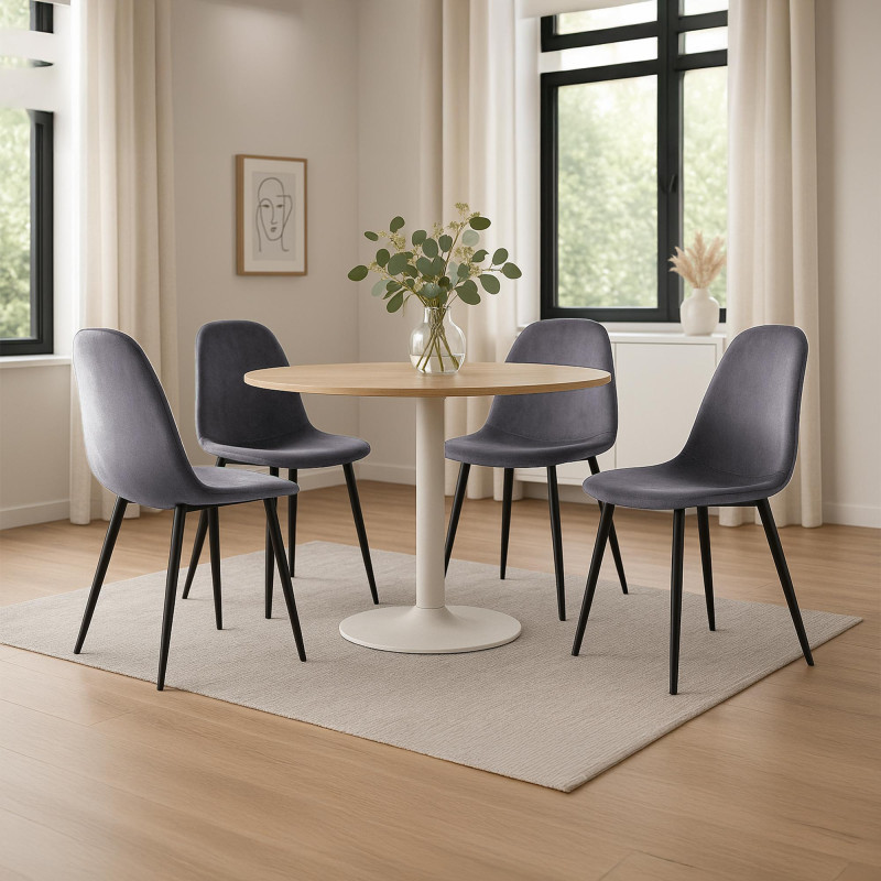 Ensemble de 4 chaises de salle à manger en velours Napier gris foncé