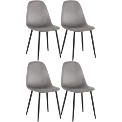 Ensemble de 4 chaises de salle à manger en velours Napier gris
