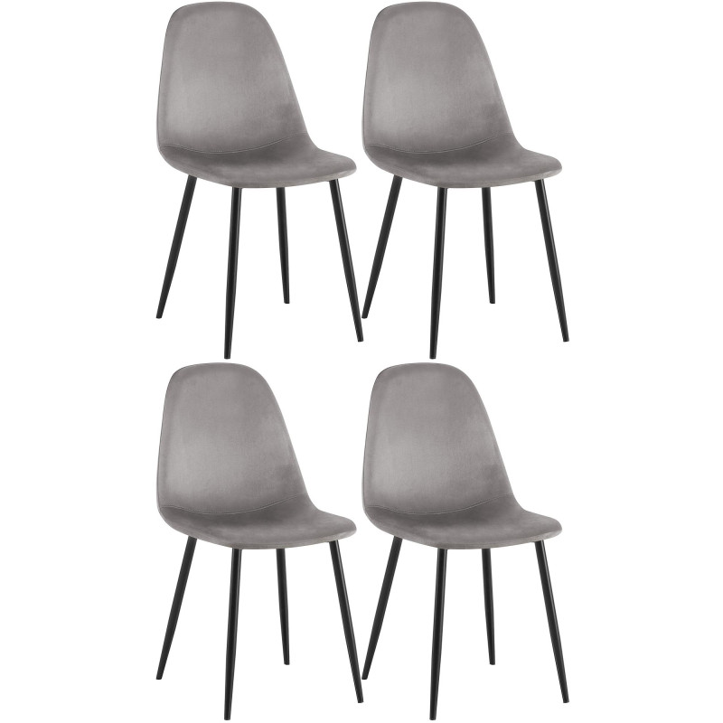 Ensemble de 4 chaises de salle à manger en velours Napier gris