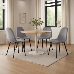 Ensemble de 4 chaises de salle à manger en velours Napier gris