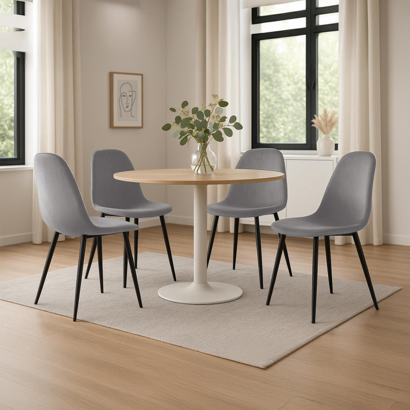Ensemble de 4 chaises de salle à manger en velours Napier gris