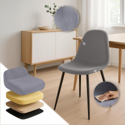 Ensemble de 4 chaises de salle à manger en velours Napier gris