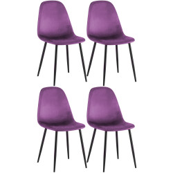 Ensemble de 4 chaises de salle à manger en velours Napier violet