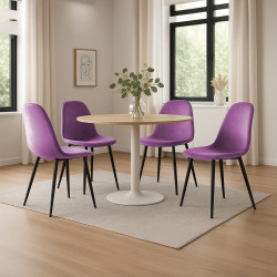 Ensemble de 4 chaises de salle à manger en velours Napier violet