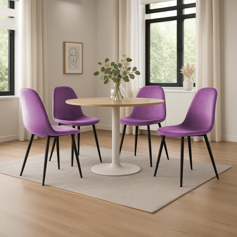 Ensemble de 4 chaises de salle à manger en velours Napier violet