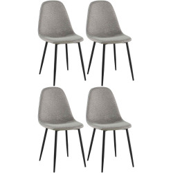 Lot de 4 chaises de salle à manger en tissu Napier gris clair