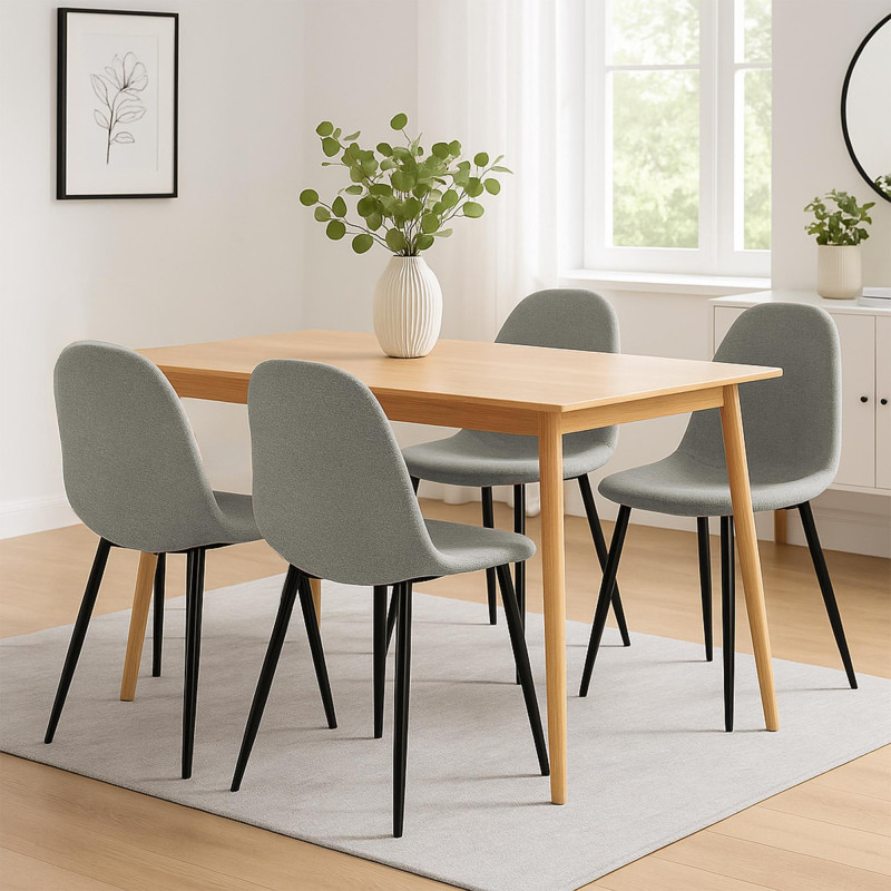 Lot de 4 chaises de salle à manger en tissu Napier gris clair