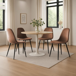 Ensemble de 4 chaises de salle à manger en velours marron Napier