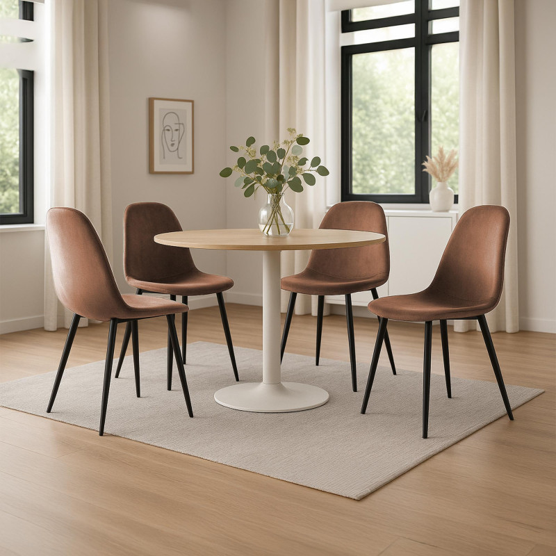 Ensemble de 4 chaises de salle à manger en velours marron Napier
