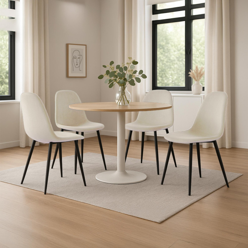 Ensemble de 4 chaises de salle à manger en velours crème Napier