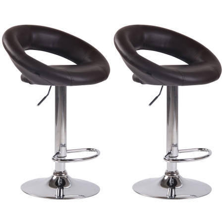 Lot de 2 tabourets de bar Olinda simili cuir marron chromé
