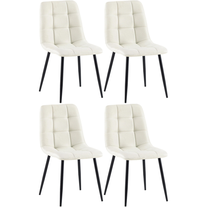Lot de 4 chaises de salle à manger en tissu Antibes crème