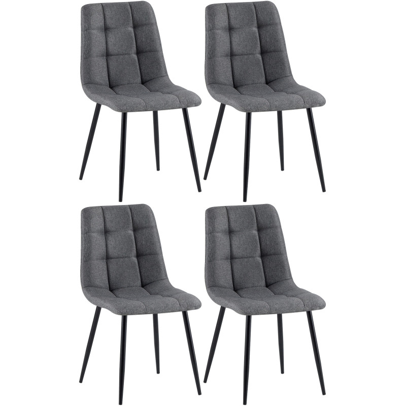 Lot de 4 chaises de salle à manger en tissu Antibes gris foncé