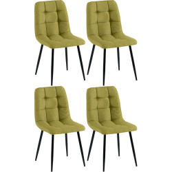 Lot de 4 chaises de salle à manger en tissu Antibes vert