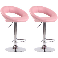 Set di 2 sgabelli da bar Olinda in finta pelle rosa,cromo