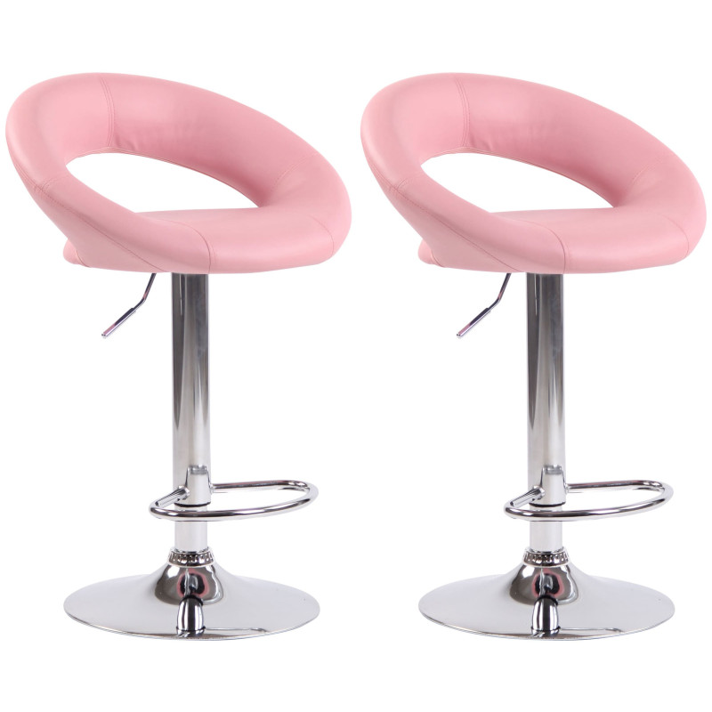 Set di 2 sgabelli da bar Olinda in finta pelle rosa,cromo