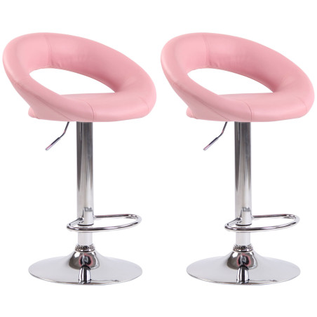 Set di 2 sgabelli da bar Olinda in finta pelle rosa,cromo