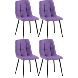 Lot de 4 chaises de salle à manger en tissu Antibes violet