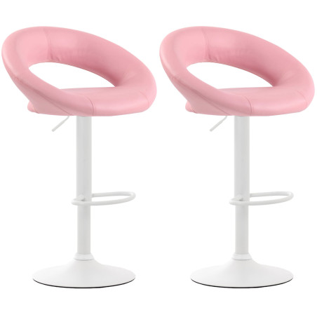 Pack de 2 taburetes de barra Olinda en polipiel Rosado,Blanco