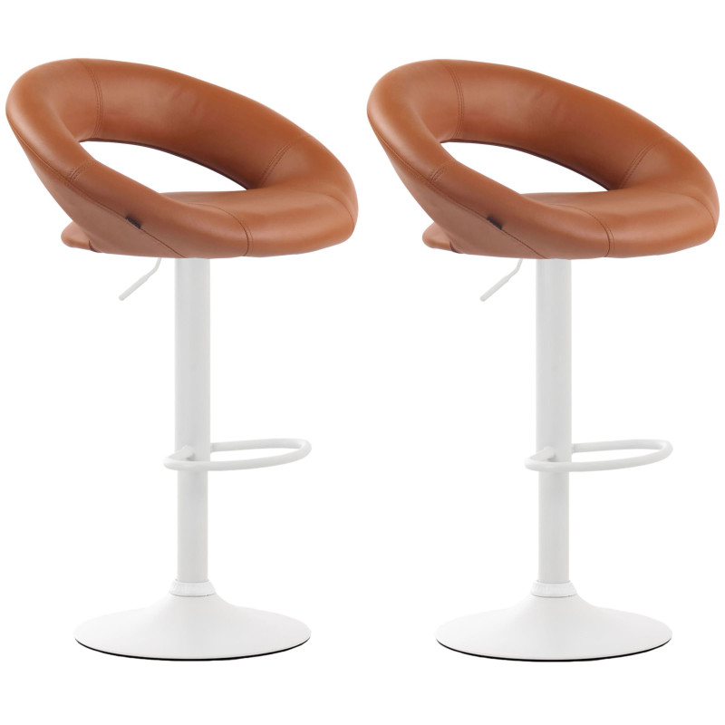 Set di 2 sgabelli da bar Olinda in finta pelle marrone chiaro,bianco