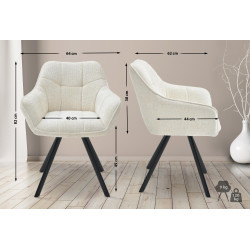Chaise de salle à manger Scott en tissu crème