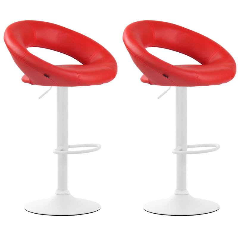 Lot de 2 tabourets de bar Olinda simili cuir blanc rouge