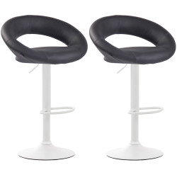 Lot de 2 tabourets de bar Olinda simili cuir blanc gris