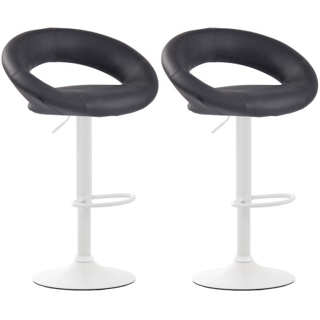 Lot de 2 tabourets de bar Olinda simili cuir blanc gris