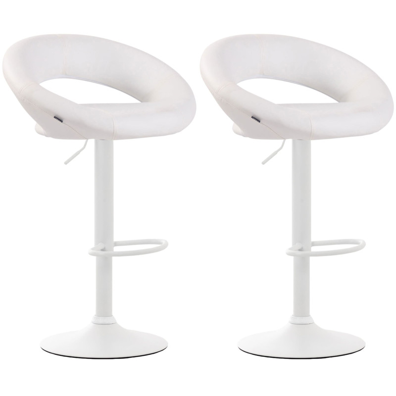 Set di 2 sgabelli da bar Olinda in finta pelle bianco,bianco