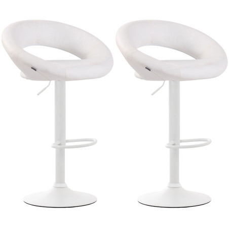 Set di 2 sgabelli da bar Olinda in finta pelle bianco,bianco