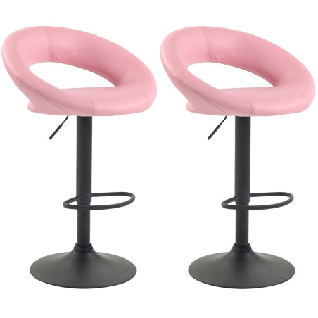 Set di 2 sgabelli da bar Olinda in finta pelle rosa,nero