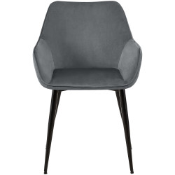 Lot de 2 chaises de salle à manger Vessa en velours gris foncé